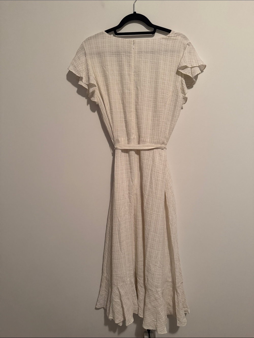 NWOT Calvin Klein Ivory Ruffle Wrap Midi Dress - Picture 7 of 8